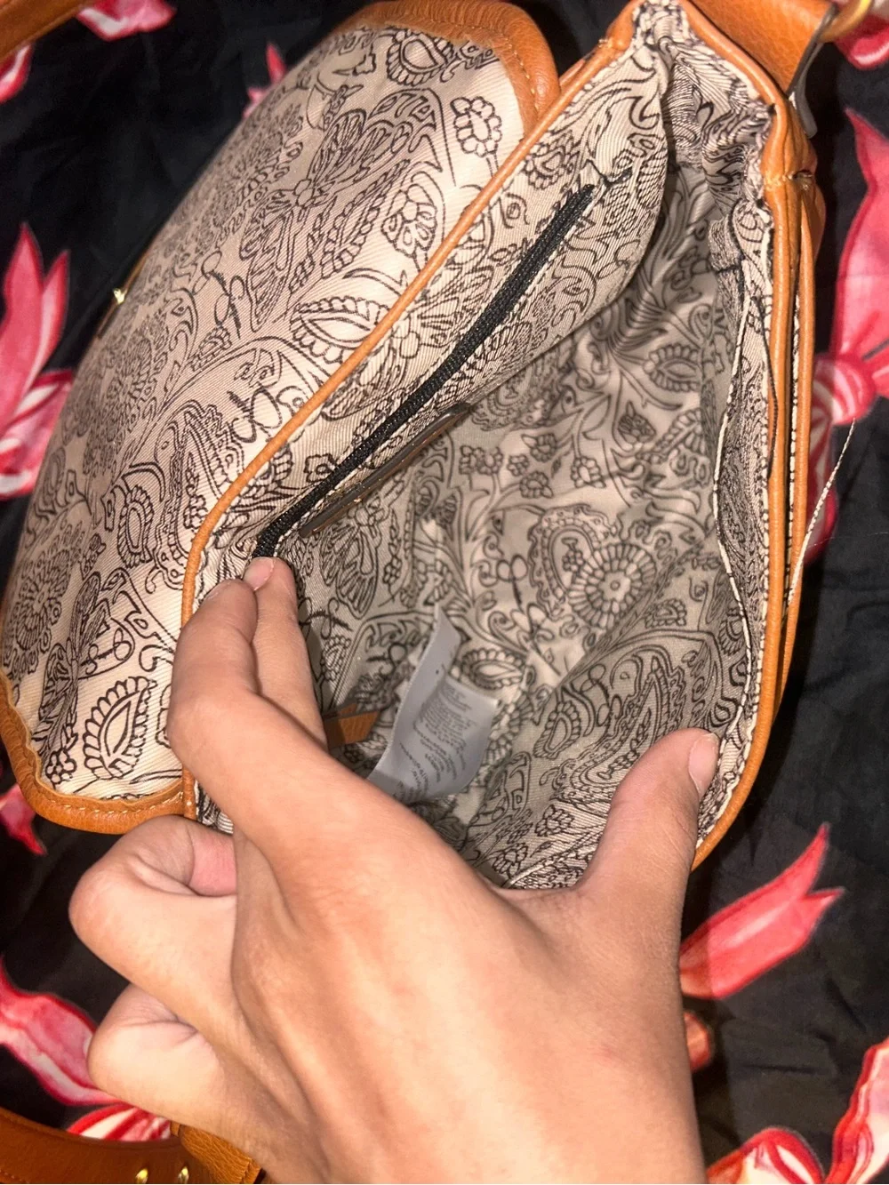 Jessica Simpson White and Tan Saddle Crossbody Bag